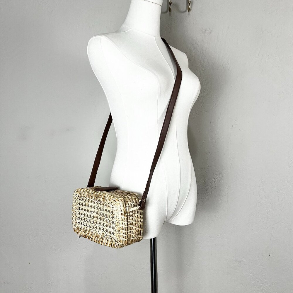 J. Crew Factory Woven Crossbody Bag Bamboo Straw Small Rectangle BQ263